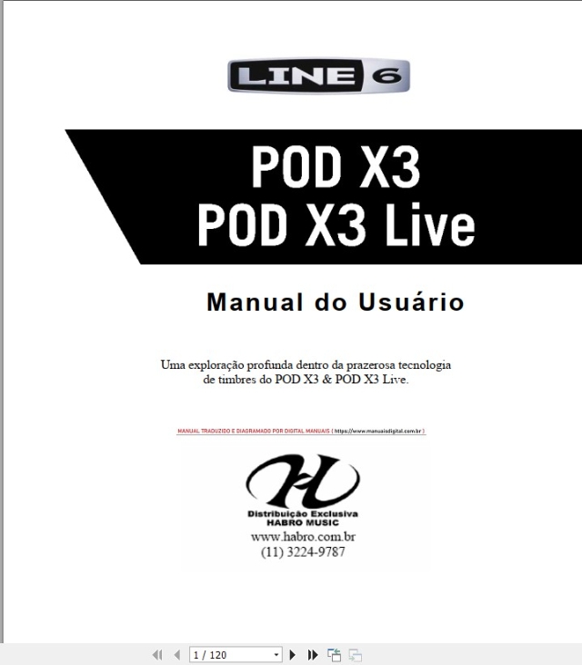MANUAL EM PORTUGUÊS LINE 6 POD X3 LIVE